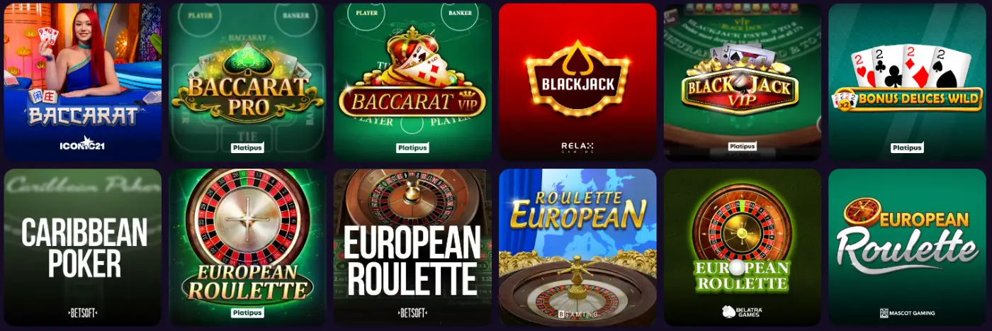 GTspins Casino UK Table games