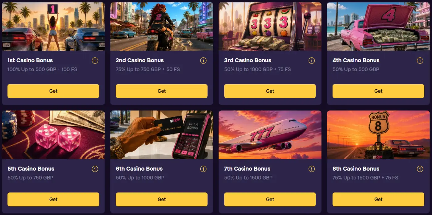 GTspins Casino UK welcome package